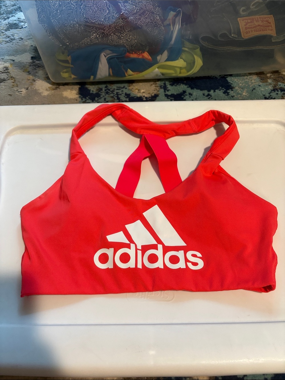 adidas Racerback Sports Bra with White Logo